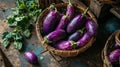 Fresh brinjal on basket Royalty Free Stock Photo