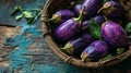 Fresh brinjal on basket Royalty Free Stock Photo