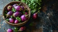 Fresh brinjal on basket Royalty Free Stock Photo