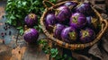 Fresh brinjal on basket Royalty Free Stock Photo