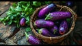Fresh brinjal on basket Royalty Free Stock Photo