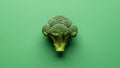 Fresh broccoli floret placed centrally on a solid green backgroun Royalty Free Stock Photo