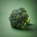 Fresh broccoli floret placed on a flat solid green background Royalty Free Stock Photo