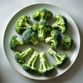 Fresh Broccoli Florets Arranged in a Circular Pattern vegetables green Royalty Free Stock Photo