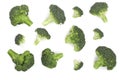 Fresh broccoli isolated on white background. Top view. Flat lay pattern Royalty Free Stock Photo