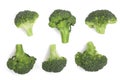 Fresh broccoli isolated on white background. Top view. Flat lay pattern Royalty Free Stock Photo