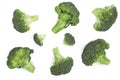 Fresh broccoli isolated on white background. Top view. Flat lay pattern Royalty Free Stock Photo