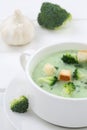 Fresh broccoli soup in bowl closeup Royalty Free Stock Photo