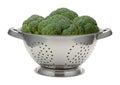 Fresh Broccoli in a Stainless Steel Colander