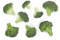 Fresh broccoli on white background. Top view. Flat lay pattern Royalty Free Stock Photo