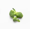 Fresh broccoli on white background, top view. Royalty Free Stock Photo