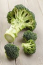 Fresh broccoli on wood board Royalty Free Stock Photo