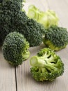 Fresh broccoli on wood board Royalty Free Stock Photo