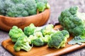 Fresh broccoli on wood cutting board Royalty Free Stock Photo