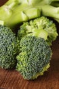 Fresh broccoli on wood cutting board Royalty Free Stock Photo