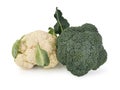 Fresh brocoli and cauliflowers isolated