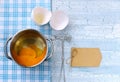 Fresh broken raw egg in pan Royalty Free Stock Photo