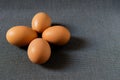 Fresh brown chicken eggs on grey background. Royalty Free Stock Photo