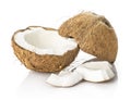 Fresh brown coconut isolated on white Royalty Free Stock Photo