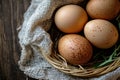 fresh brown eggs isolated.Generative AI Illustration Royalty Free Stock Photo