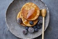 Brunch pancakes with berries Royalty Free Stock Photo