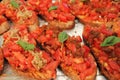 bruschetta tomato toast basil Royalty Free Stock Photo