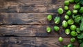 Fresh brussel sprouts over rustic wooden background Top view Royalty Free Stock Photo