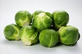 Fresh brussels sprouts on clean white background eye catching visuals for ads packaging