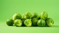 Fresh Brussels Sprouts on Green Background AI Generated