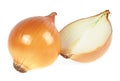 Fresh bulbs of onion on white background