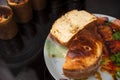 Fresh bun on the table, horizontally