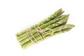 Fresh bunch of green asparagus tied with jute cord