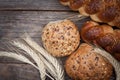 Fresh buns on the bakery table Royalty Free Stock Photo