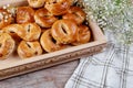 Fresh buns with raisins and cinnamon Royalty Free Stock Photo