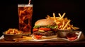 fresh burger burger made of bun, onion, tomato, ketchup, mayonnaise, cheese, lettuce, meat patty, beef, fries and