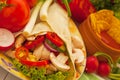 Fresh burito with chicken and tomato Royalty Free Stock Photo