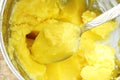 Fresh butter on spoon Royalty Free Stock Photo