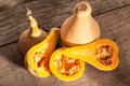 Fresh butternut squash on rustic wooden table Royalty Free Stock Photo