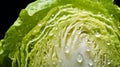 fresh cabbage cut half and water drop with full frame. Generative AI Royalty Free Stock Photo