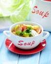 Fresh cabbage soup with sausage. Royalty Free Stock Photo