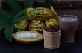 Fresh cacao fruit with cocoa crunch Products Production from cacao