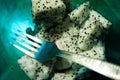 Fresh cactus fruit and fork in a bowl sweet and ready for meal Royalty Free Stock Photo