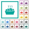 Fresh cake flat color icons with quadrant frames