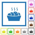 Fresh cake flat framed icons