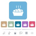 Fresh cake flat icons on color rounded square backgrounds