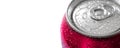 Fresh Can of Red Soda Pop Soft Drink Water Drops Chilled Refreshing Cold Royalty Free Stock Photo