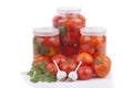 Fresh and canned tomatoes. Royalty Free Stock Photo