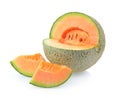 Fresh cantaloupe melon Full depth of field with clipping path. isolate Royalty Free Stock Photo
