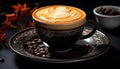 Fresh cappuccino on wooden table, a cozy coffee break generated by AI Royalty Free Stock Photo