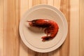 Fresh carabinero shrimp on wooden table